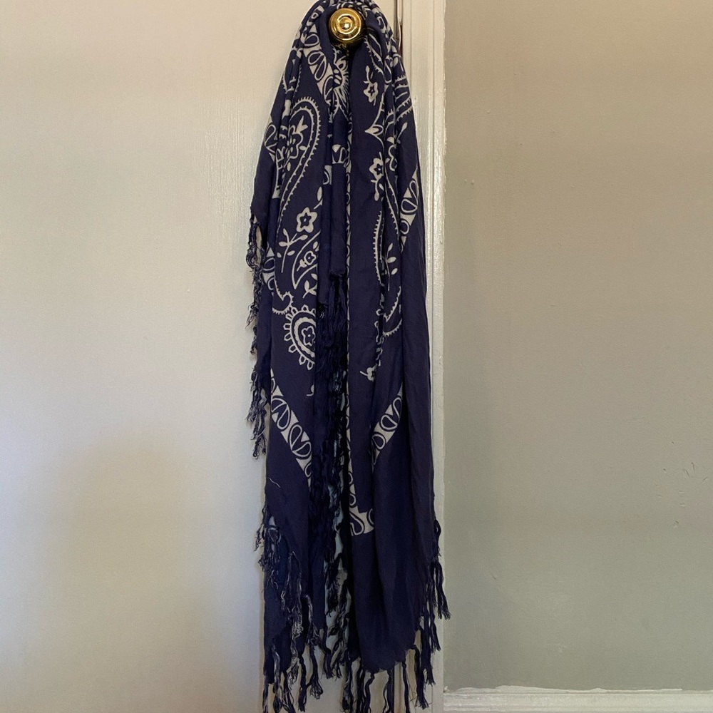 Daytrip Blue bandana Scarf with fringe